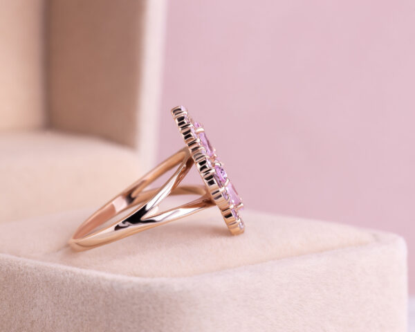 1.95 Ct Pink Sapphire & Faint-Light Pink Diamond Round SI2-I1 14k Rose Gold Ring - Image 4