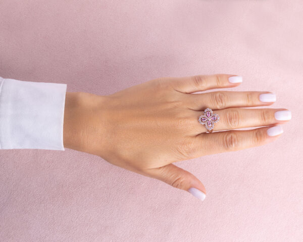 1.95 Ct Pink Sapphire & Faint-Light Pink Diamond Round SI2-I1 14k Rose Gold Ring - Image 6