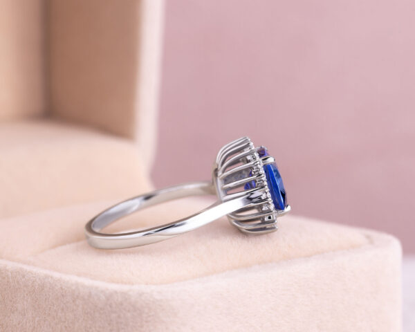 3.44Ct Bluish Purple Tanzanite & Natural Diamond F-H VS1-SI2 14k White Gold Ring - Image 3
