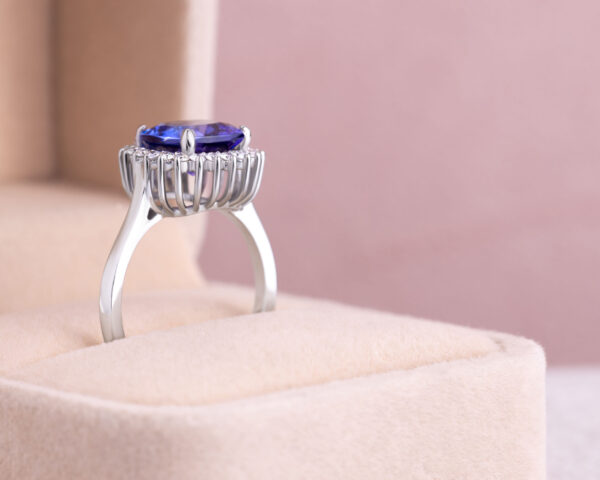 3.44Ct Bluish Purple Tanzanite & Natural Diamond F-H VS1-SI2 14k White Gold Ring - Image 2