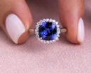 3.44Ct Bluish Purple Tanzanite & Natural Diamond F-H VS1-SI2 14k White Gold Ring