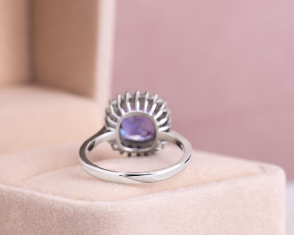 3.44Ct Bluish Purple Tanzanite & Natural Diamond F-H VS1-SI2 14k White Gold Ring - Image 4