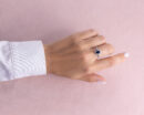 1.62 Ct Blue Sapphire & Faint-Light Pink Diamond SI2-I1 14k White Gold Halo Ring