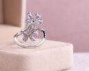 3.32 Ct Blue Tanzanite & Faint-Light Pink Diamond SI2-I1 14k White Gold Ring