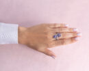 3.32 Ct Blue Tanzanite & Faint-Light Pink Diamond SI2-I1 14k White Gold Ring