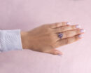 1.70 Ct Blue Tanzanite & Natural Faint-Light Pink Diamond SI2-I1 14k Rose Gold Ring