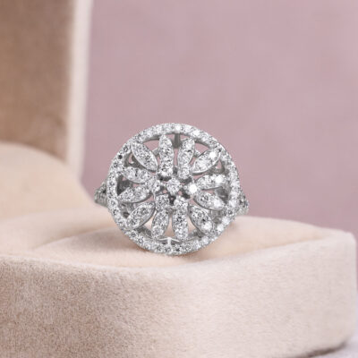 1.50 Carat Round Brilliant F/VS1-VS2 Lab Diamond 14k White Gold Ring