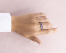 1.8 Ct Violetish Blue Tanzanite Pear Mixed 14k White Gold Half Eternity Ring