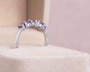 1.8 Ct Violetish Blue Tanzanite Pear Mixed 14k White Gold Half Eternity Ring