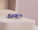 1.8 Ct Violetish Blue Tanzanite Pear Mixed 14k White Gold Half Eternity Ring