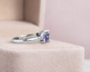 1.8 Ct Violetish Blue Tanzanite Pear Mixed 14k White Gold Half Eternity Ring