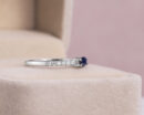 Blue Sapphire Oval Mixed & Natural Diamond Round 0.45 Ct 14k White Gold Ring