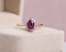 Red Ruby Oval Mixed & Natural Faint-Light Pink Diamond SI2-I1 0.86 Carat 14k Rose Gold Ring