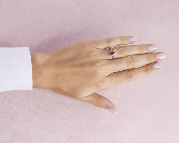 Red Ruby Oval Mixed & Natural Faint-Light Pink Diamond SI2-I1 0.86 Carat 14k Rose Gold Ring - Image 7