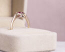 Red Ruby Oval Mixed Transparent & Natural Diamond 0.55 Ct 14k Rose Gold Ring