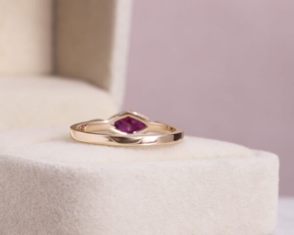 Red Ruby Oval Mixed Transparent & Natural Diamond 0.55 Ct 14k Rose Gold Ring - Image 4