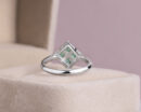 Green Emerald Transparent & Natural Diamond 0.75 Ct 14k White Gold Ring