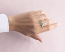Green Emerald Transparent & Natural Diamond 0.75 Ct 14k White Gold Ring