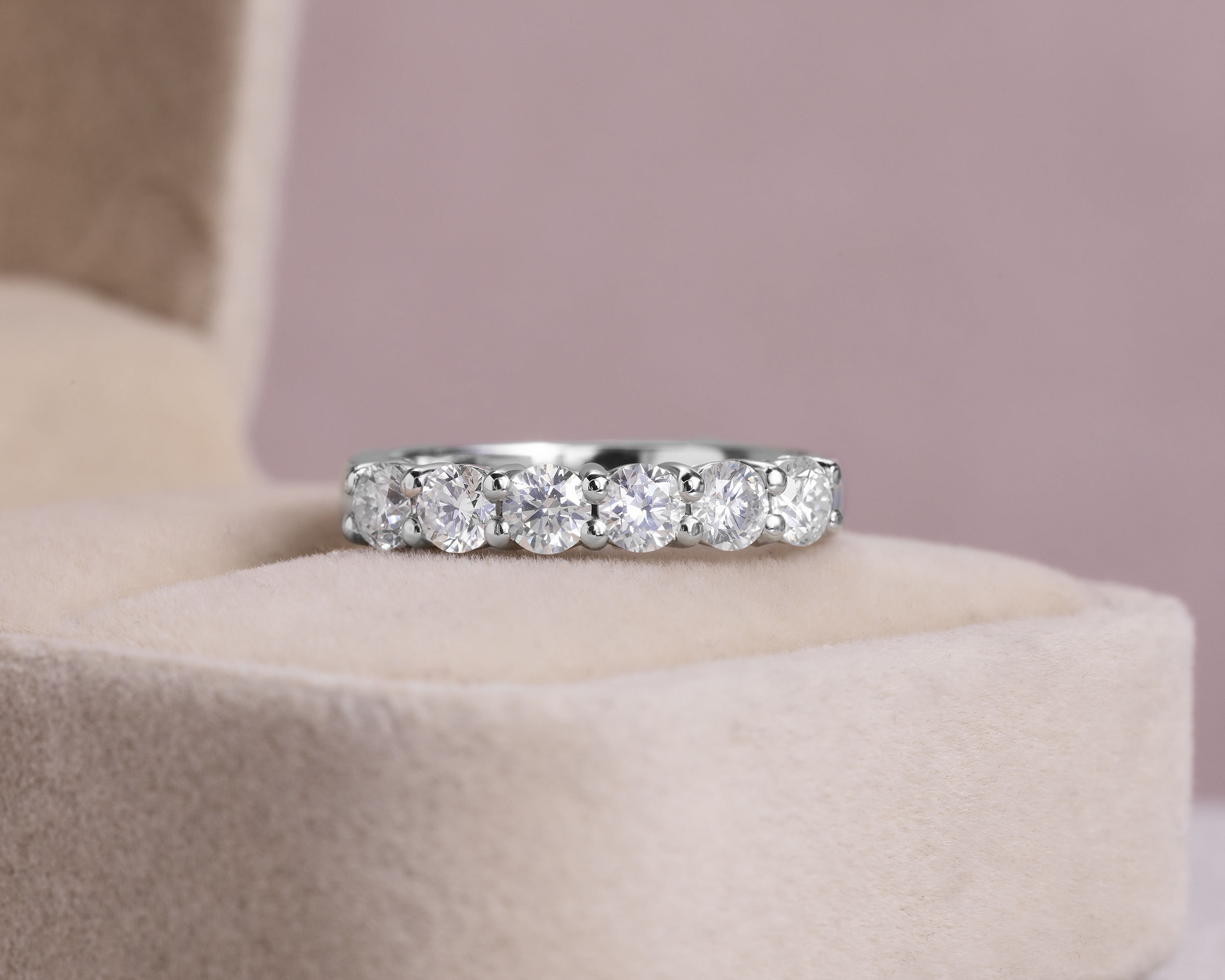 1.10 Carat Round Brilliant F/VS1-VS2 Lab Diamond 14k White Gold Half Eternity Ring