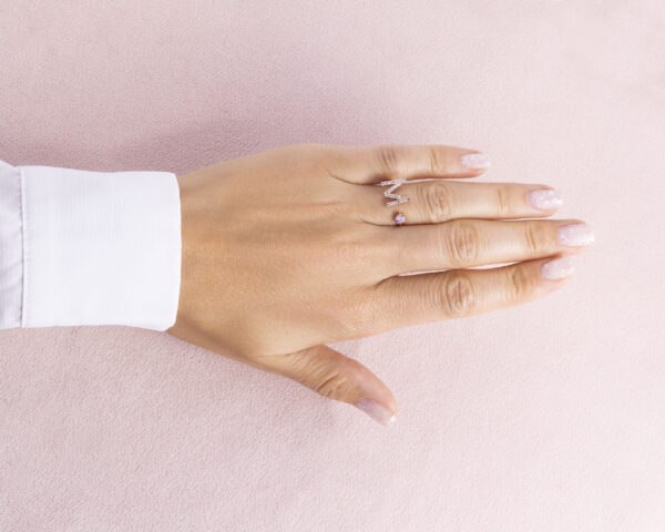 Pink Sapphire & Faint-Light Pink Diamond 0.55 Ct SI2-I114k Rose Gold Designer Ring - Image 7