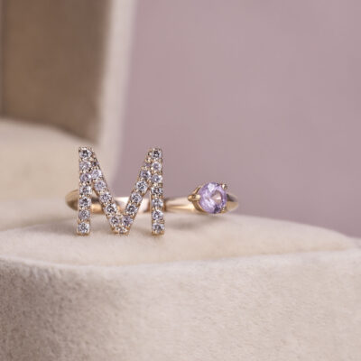 Pink Sapphire & Faint-Light Pink Diamond 0.55 Ct SI2-I114k Rose Gold Designer Ring
