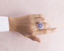 5.6 Ct Bluish Purple Oval Tanzanite & Natural Diamond Round 14k White Gold Ring