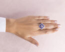 5.6 Ct Bluish Purple Oval Tanzanite & Natural Diamond Round 14k White Gold Ring