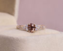 1.05 Ct Orange Oval Sapphire & Natural Light Pink Diamond 14k Rose Gold Ring