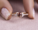1.05 Ct Orange Oval Sapphire & Natural Light Pink Diamond 14k Rose Gold Ring