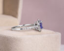 1.07 Ct Bluish Purple Oval Tanzanite & Natural Diamond Round 14k White Gold Ring
