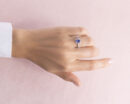 1.07 Ct Bluish Purple Oval Tanzanite & Natural Diamond Round 14k White Gold Ring