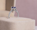 1.07 Ct Bluish Purple Oval Tanzanite & Natural Diamond Round 14k White Gold Ring