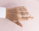 2 Ct Green Sapphire & Natural Faint-Light Pink Diamond 14k Rose Gold Spiral Ring