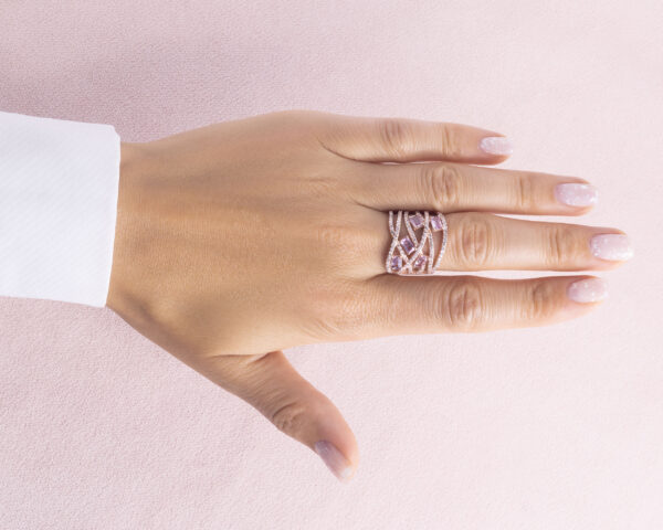 2.65 Carat Pink Sapphire & Faint-Light Pink Diamond SI2-I1 14k Rose Gold Ring - Image 3