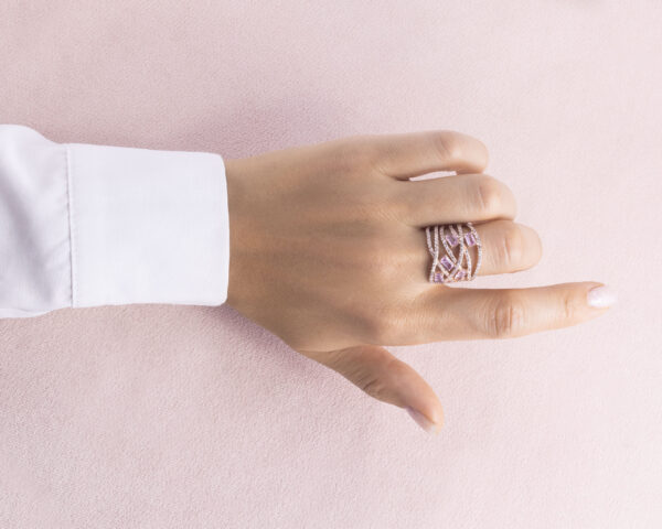 2.65 Carat Pink Sapphire & Faint-Light Pink Diamond SI2-I1 14k Rose Gold Ring - Image 5