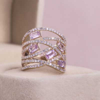 2.65 Carat Pink Sapphire & Faint-Light Pink Diamond SI2-I1 14k Rose Gold Ring