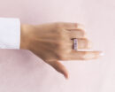 2.35 Ct Bluish Purple Tanzanite & Faint-Light Pink Diamond 14k Rose Gold Ring
