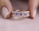 2.35 Ct Bluish Purple Tanzanite & Faint-Light Pink Diamond 14k Rose Gold Ring