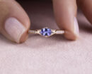 0.62 Ct Violetish Blue Tanzanite & Faint-Light Pink Diamond SI2-I1 14k Rose Gold Ring