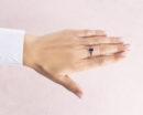 1.32 Ct Sapphire & Diamond Half Eternity Ring 14k Rose Gold Rectangle Step Cut