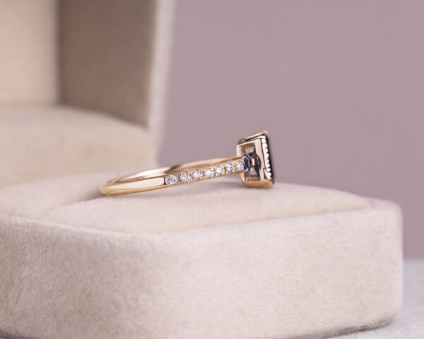 1.32 Ct Sapphire & Diamond Half Eternity Ring 14k Rose Gold Rectangle Step Cut - Image 2