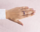 1.85 Ct Bluish Purple Tanzanite Mix Shapes & Faint-Light Pink Diamond SI2-I1 14k Rose Gold Ring