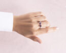 1.85 Ct Bluish Purple Tanzanite Mix Shapes & Faint-Light Pink Diamond SI2-I1 14k Rose Gold Ring