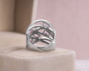 3.25 Ct Pink Sapphire & Diamond Ring in 14k White Gold Emerald Cut Transparent