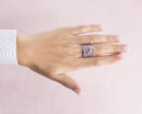 3.25 Ct Pink Sapphire & Diamond Ring in 14k White Gold Emerald Cut Transparent