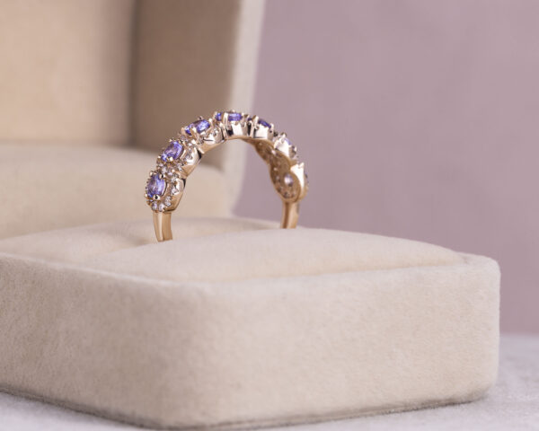 1.40 Ct Tanzanite & Diamond Ring 14k Rose Gold Bluish Purple Transparent Round - Image 2