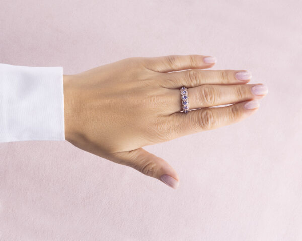 1.40 Ct Tanzanite & Diamond Ring 14k Rose Gold Bluish Purple Transparent Round - Image 6