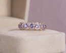 1.40 Ct Tanzanite & Diamond Ring 14k Rose Gold Bluish Purple Transparent Round