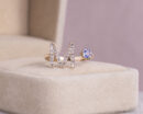 0.45 Ct Blue Tanzanite & Natural Faint-Light Pink Diamond 14k Rose Gold Ring