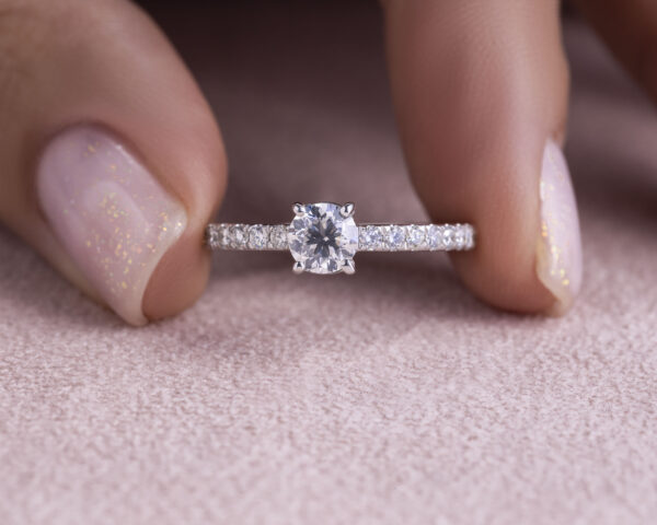 Lab Diamond 0.82 Ct F/VS1-VS2 Round Brilliant Engagement Ring 14k Solid White Gold - Image 2